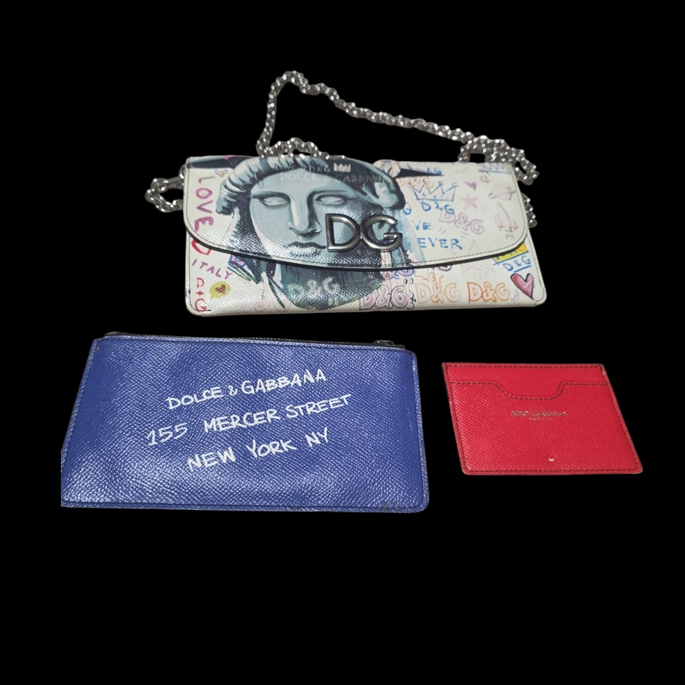 💎 Dolce & Gabbana DG Millennials Graffiti Chain Wallet 3pc Set Rare $1800+